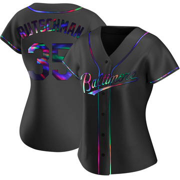Adley Rutschman Women's Replica Baltimore Orioles Black Holographic Alternate Jersey