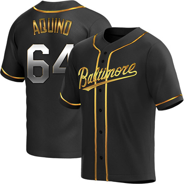 Jayson Aquino Men's Replica Baltimore Orioles Black Golden Alternate Jersey