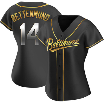 Merv Rettenmund Women's Replica Baltimore Orioles Black Golden Alternate Jersey