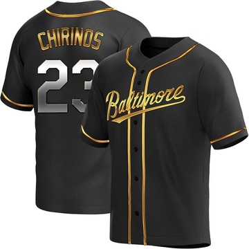 Robinson Chirinos Men's Replica Baltimore Orioles Black Golden Alternate Jersey