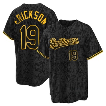 Scott Erickson Men's Replica Baltimore Orioles Black Snake Skin City Jersey